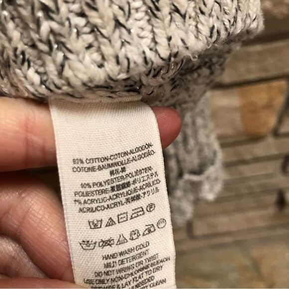 Free People Marled Ivory Combo Twisted Cable Cropped TNeck Sweater OB465415 L - Picture 8 of 16